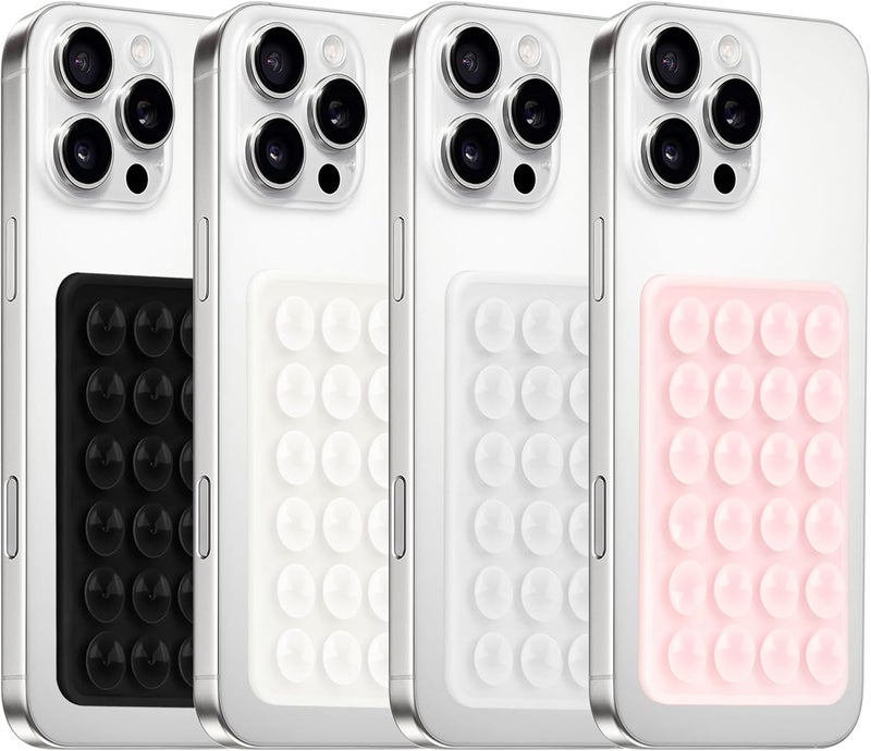 Yojaro 4-Pack Silicone Suction Phone Case Mount - Hands-Free Sticky Phone Accessories (Black, White, Translucent, Light Pink) - Image 1