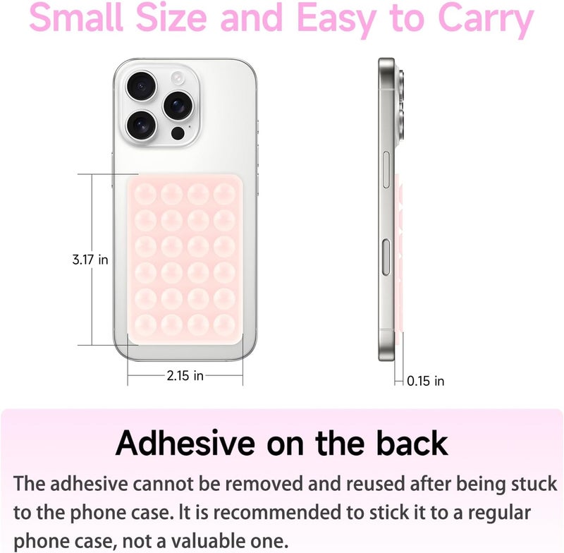 Yojaro 4-Pack Silicone Suction Phone Case Mount - Hands-Free Sticky Phone Accessories (Black, White, Translucent, Light Pink) - Image 3