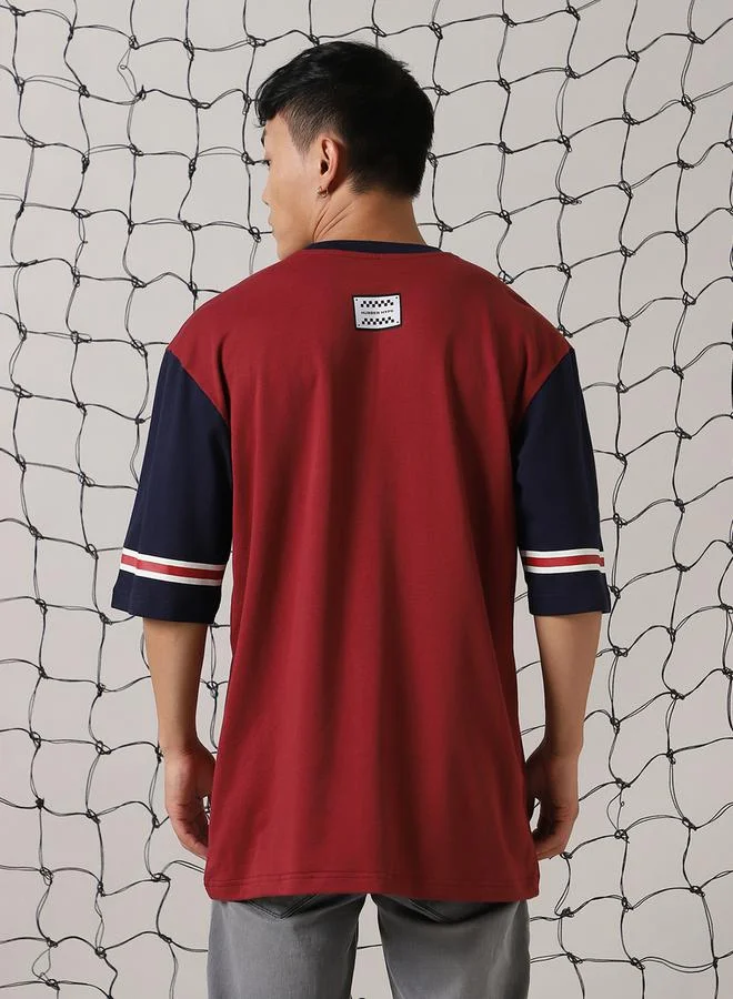 Hubberholme Color Block Varsity Print Oversized T-Shirt by Styli