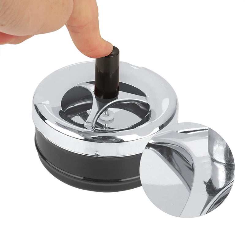 Large Black Windproof Round Push Down Ashtray for Indoor Outdoor Patio Office Use - Image 5