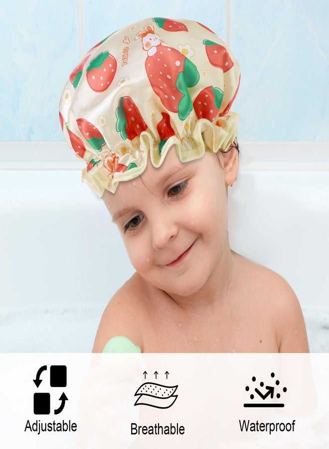 BOHUIZ Shower Cap for Kids, 2 Pcs Toddler Shower Cap Waterproof Double Layers Shower Caps Cute Bonnets Elastic Band Bonnet Satin & Eva Soft Kid Sleeping Cap Reusable Kids Showers Caps(Purple + Yellow) - Image 4