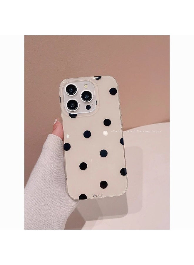 NIBEMINENT White Background With Black Dots Protective TPU Case Cover For iPhone 14