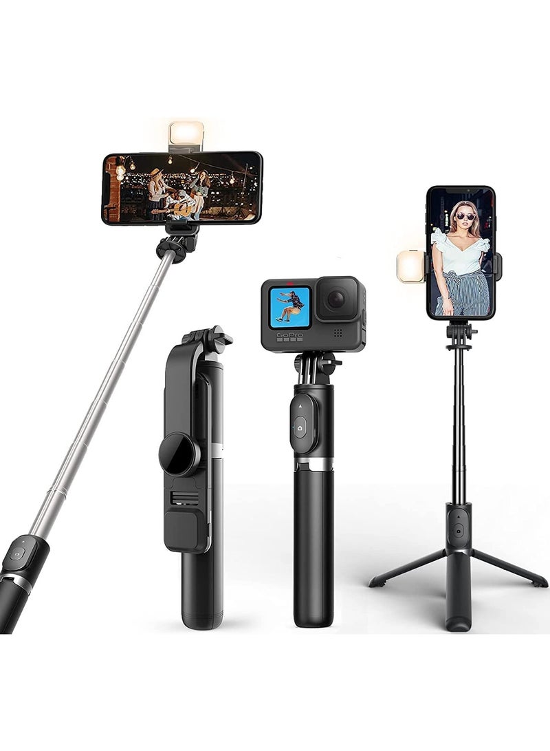 ELTRAZONE Mobilife Selfie Stick with Light,Long Selfie Stick with Tripod Stand 104cm Plus,Bluetooth Mobile Selfie Stick for Mobile Phone, Makeup,Vlogging,Youtube,Live,Iphone/Mi/Vivo/Oppo/Samsung,Black - Image 1