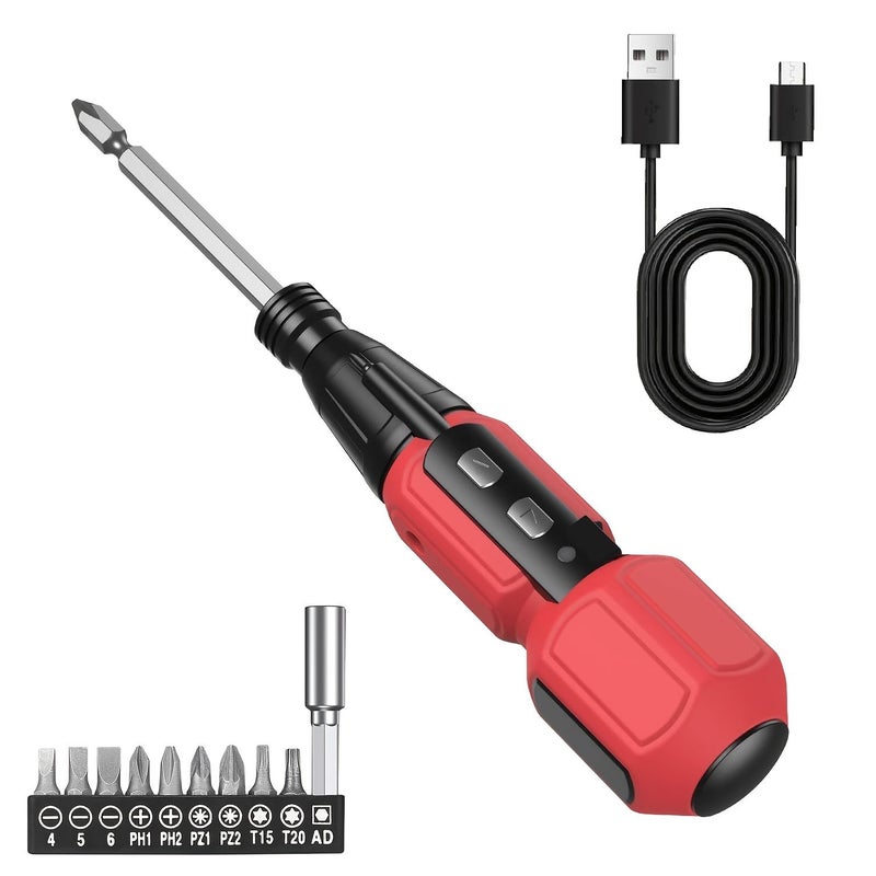 10 In 1 Rechargeable USB Wireless Electric Precision Screwdriver Kit Red with LED Light - Image 1