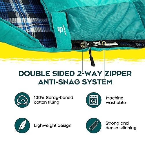 Bessport Sleeping Bag Winter | Flannel Lined 18℉ - 32℉ Extreme 3-4 Season Warm & Cool Weather Adult Sleeping Bags Large | Lightweight, Waterproof for Camping, Backpacking, Hiking - Image 4