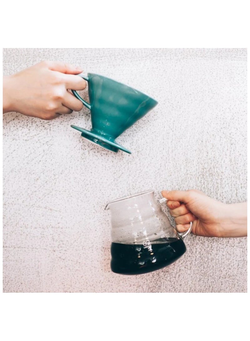 هاريو منقط قهوة سيراميك V60 02، أخضر فيروزي - Image 2