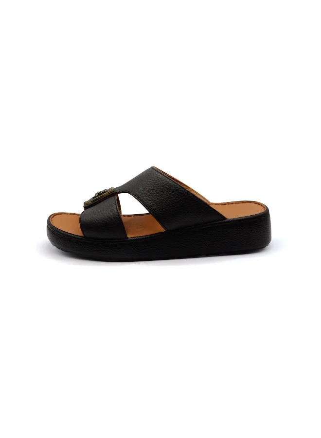 الريم صنادل رجالية جلدية سوداء الريم