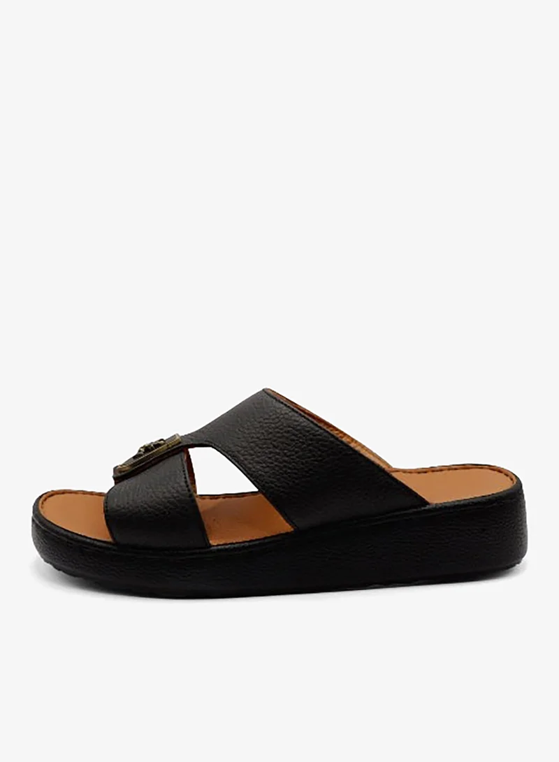 Al Reem Al Reem Z8005 Black Leather Men's Arabic Sandals