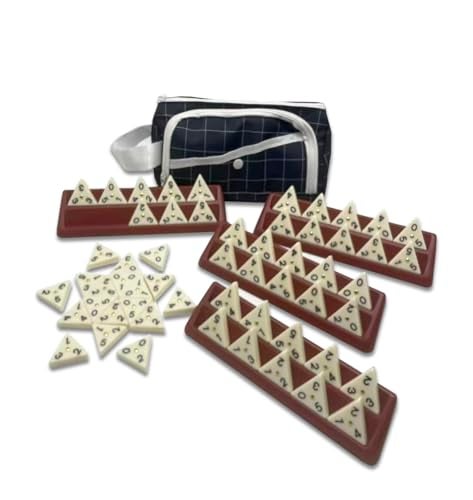 PRK 14 Triangular Dominoes Set 56 Acrylic Domino Tiles with Brass Spinners Triangle Dominoes Tabletop trionimos Domino Enjoy with Friends - Image 1