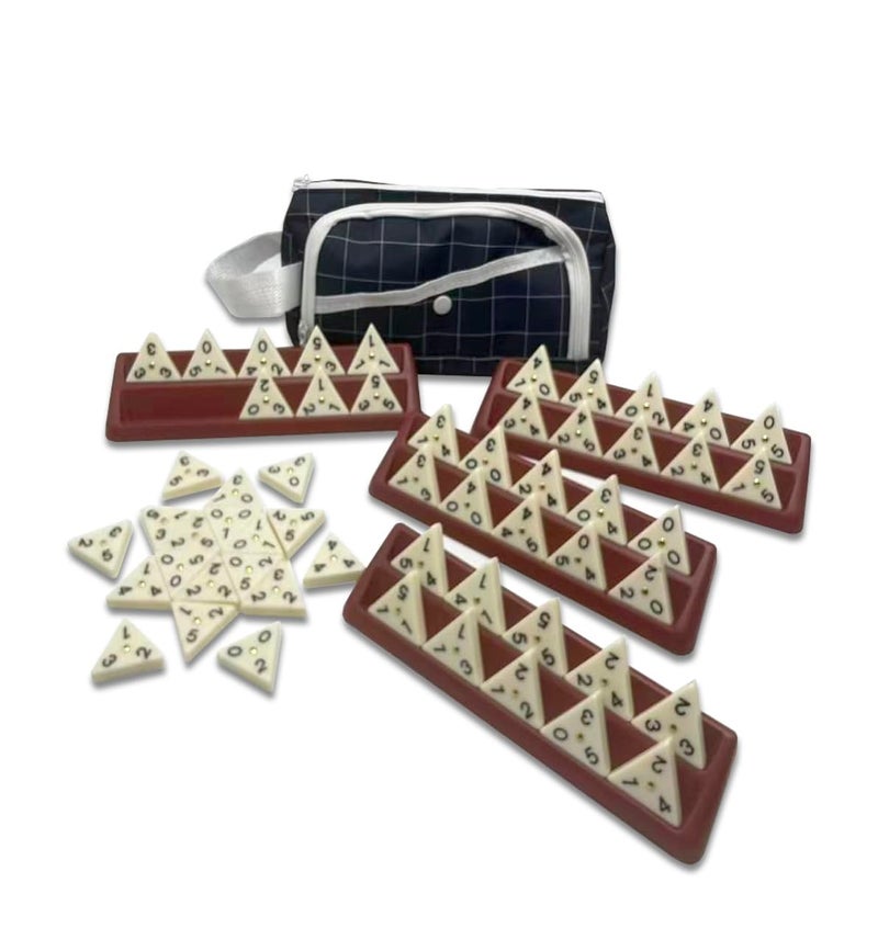 PRK 14 Triangular Dominoes Set 56 Acrylic Domino Tiles with Brass Spinners Triangle Dominoes Tabletop trionimos Domino Enjoy with Friends - Image 3