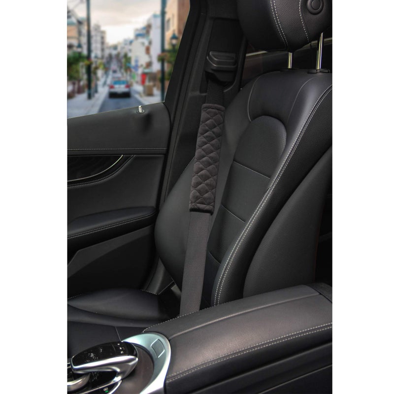 Amooca Soft Auto Seat Belt Cover Seatbelt Shoulder Pad 2 PCS for a More Comfortable Driving Compatible with All Cars and Backpack Black - Image 2