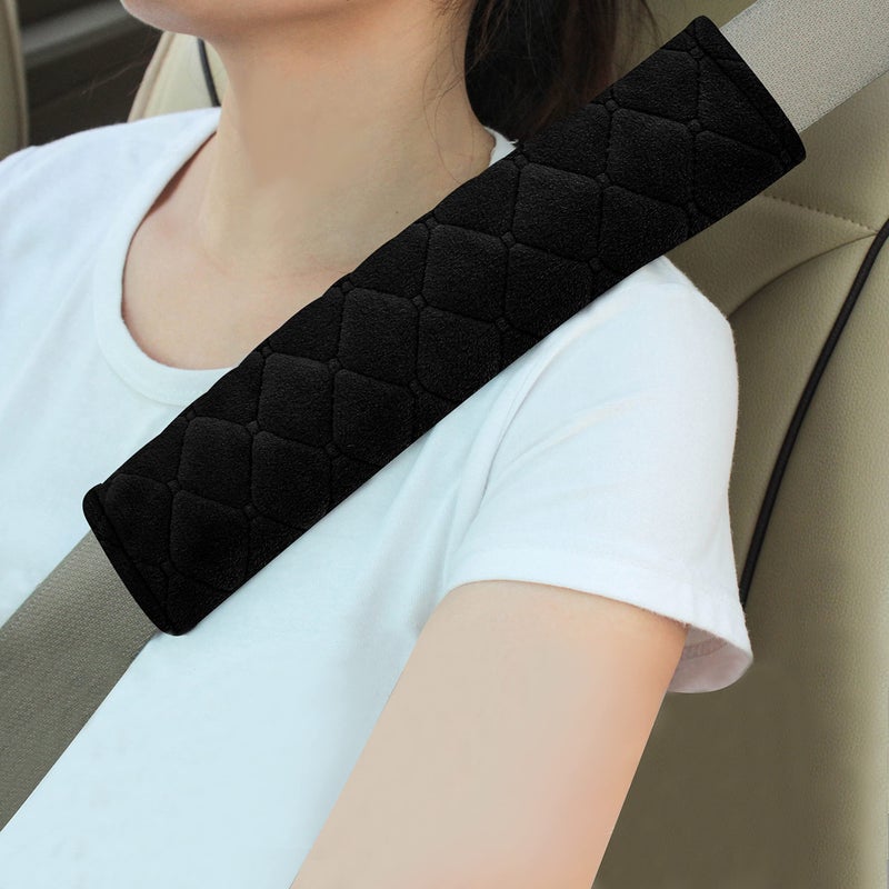 Amooca Soft Auto Seat Belt Cover Seatbelt Shoulder Pad 2 PCS for a More Comfortable Driving Compatible with All Cars and Backpack Black - Image 1