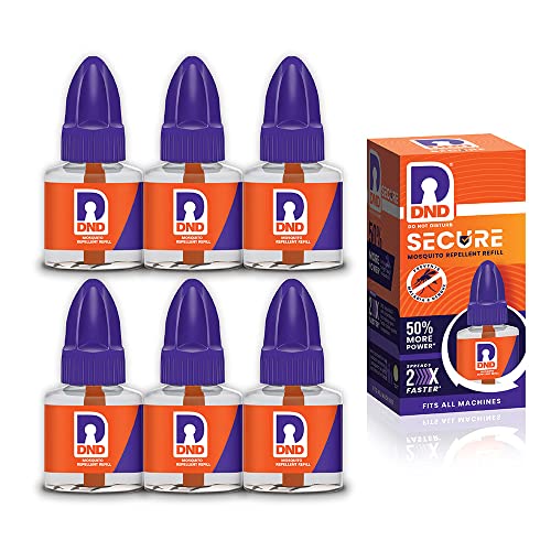 DND Secure Mosquito Repellent Refill Liquid Vapouriser with 50% Extra Power (Orange & Violet, 45 ml Each) Pack of 6 - Image 1
