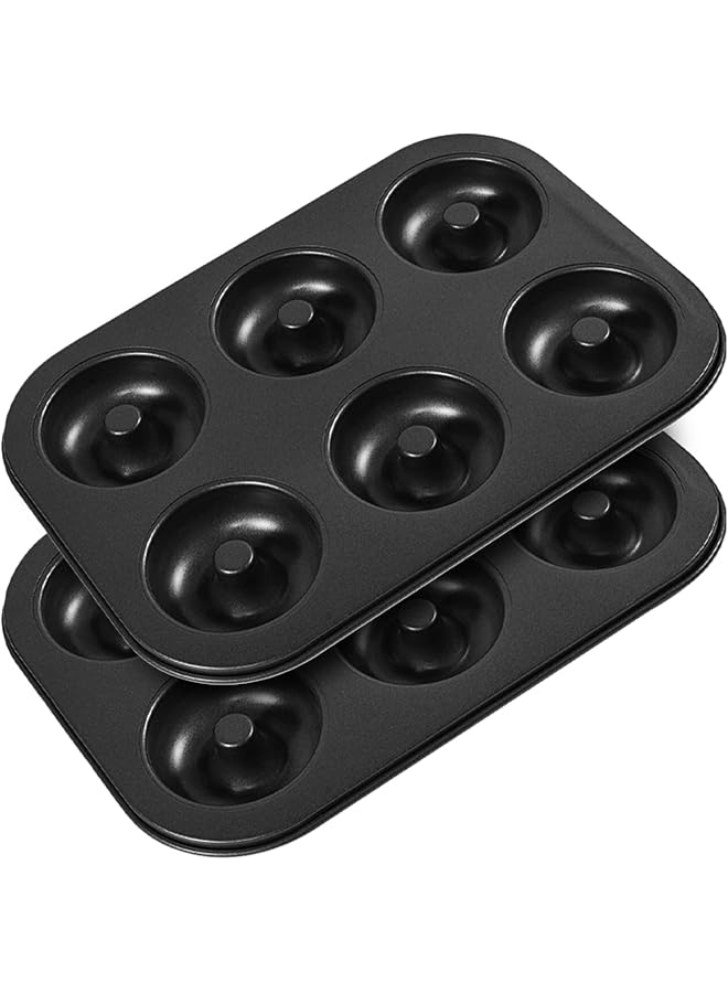2 Pc Donut Pan Doughnut Baking Pan Nonstick Carbon Steel Baking Mold for Homemade Donuts Dessert Baking Oven Tray