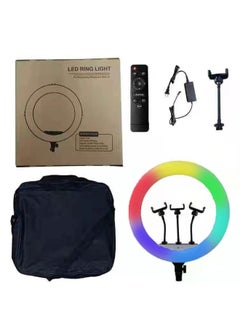 General Spot 18-inch RGB Photography Lamp Remote Control Touch Screen Three-machine Live Flash Colorful Adjustment Ring Lamp Lighting Lamp-Light Source Color:18 Inch RGB  - Image 1