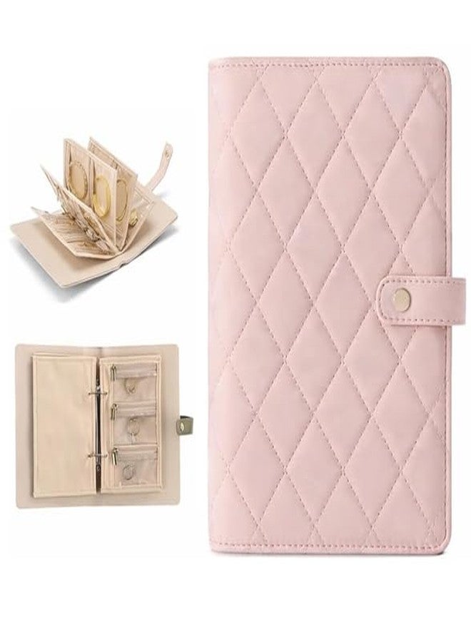Finalize Jewelry Organizer Book for Travel - Jewelry Storage Binder with Tangle-Free Divided Compartments & Easy-Find Clear Pouches, Mothers Day Gifts for Women- (PINK) - Image 1