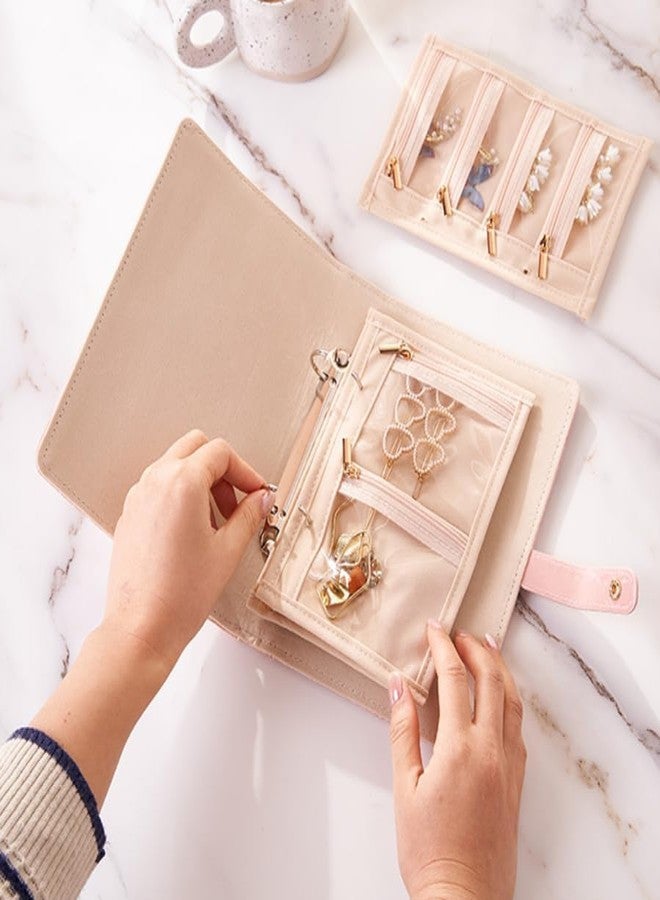 Finalize Jewelry Organizer Book for Travel - Jewelry Storage Binder with Tangle-Free Divided Compartments & Easy-Find Clear Pouches, Mothers Day Gifts for Women- (PINK) - Image 2