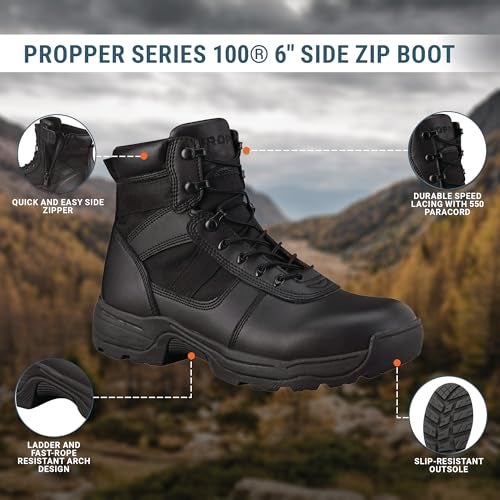 Propper Men's Series 100 6" Side Zip Boot Military and Tactical, Black, 7 - Image 4