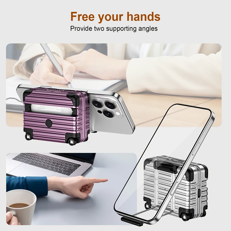 Creative Suitcase-Shaped Earbuds Case with Phone Stand, Compatible with AirPods 4 and AirPods Pro 3, Multifunctional Protective Cover - Image 3