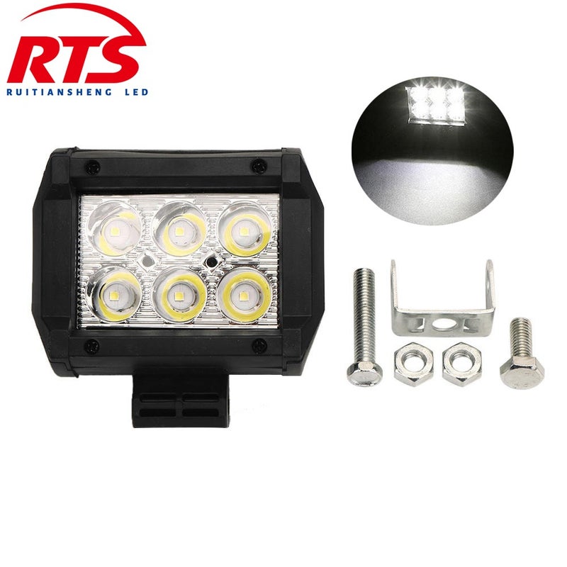 Car LED work light 4 inch 18W 6 lights double row highlight spotlight motorcycle modified LED overhaul light 