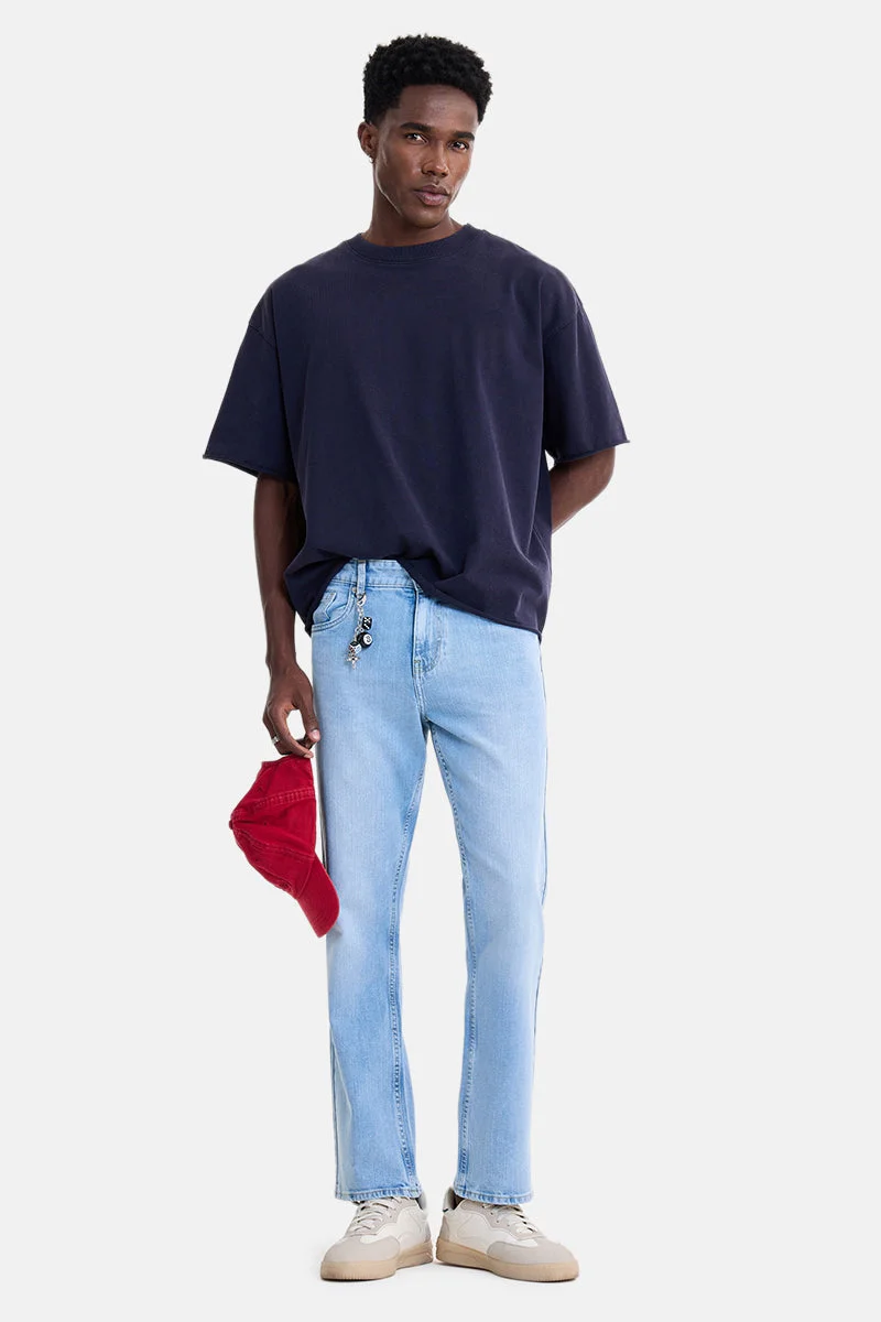 SNITCH Light Blue Solid Straight Fit Casual Jeans