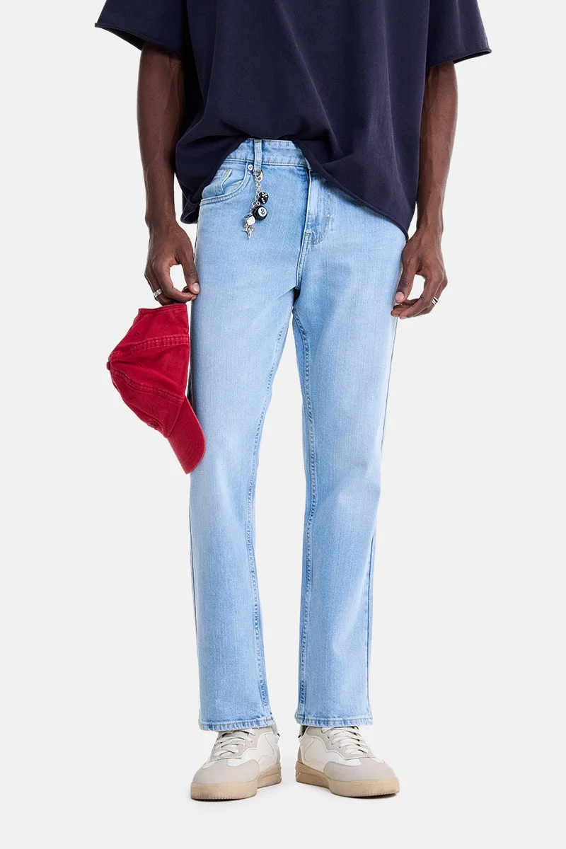 SNITCH Light Blue Solid Straight Fit Casual Jeans