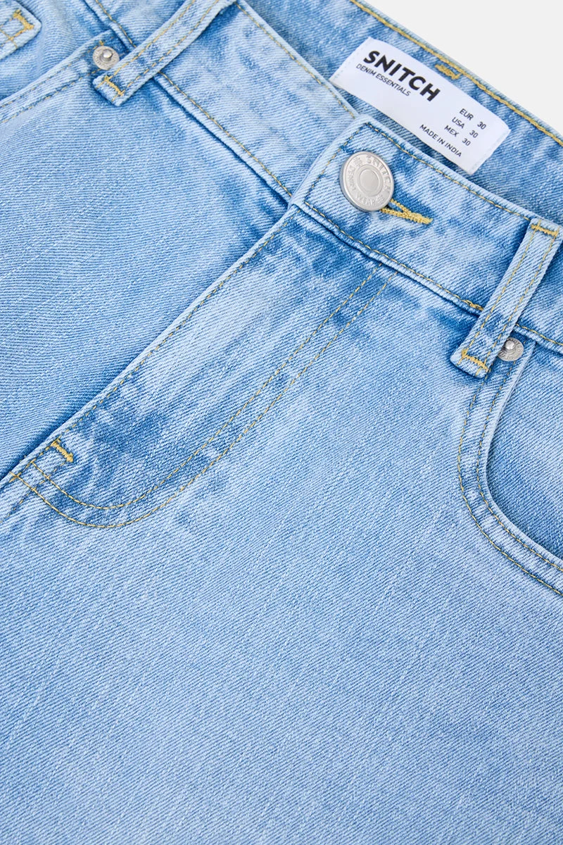 SNITCH Light Blue Light Blue Solid Straight Fit Casual Jeans for Men | Best Price UAE
