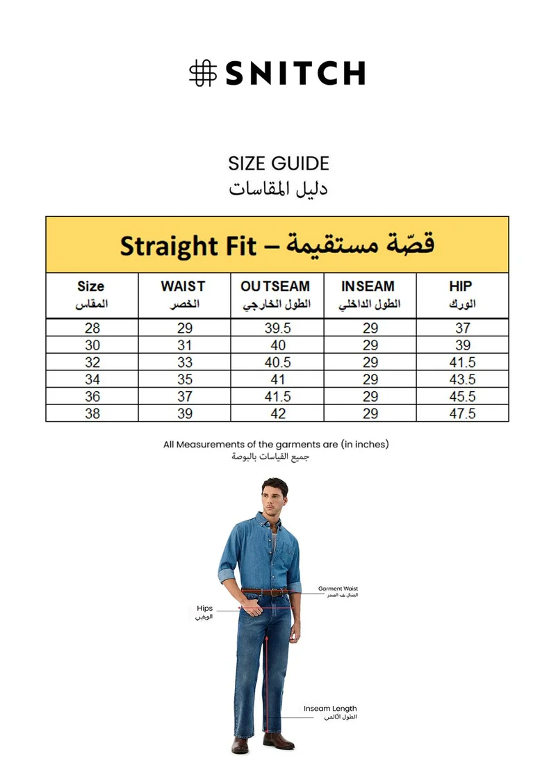 SNITCH Light Blue Light Blue Solid Straight Fit Casual Jeans for Men | Best Price UAE