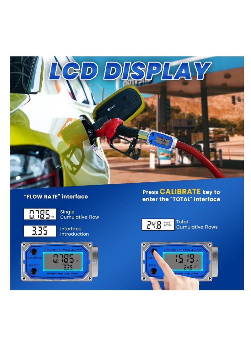 SYOSI - 1-Inch Waterproof GPI Digital Flow Meter - Engineered with Aluminum Alloy - Fuel Meter with Auto On & Off Function - Turbine Flow Meter & Digital Gas Meter for Industrial Use - Image 1