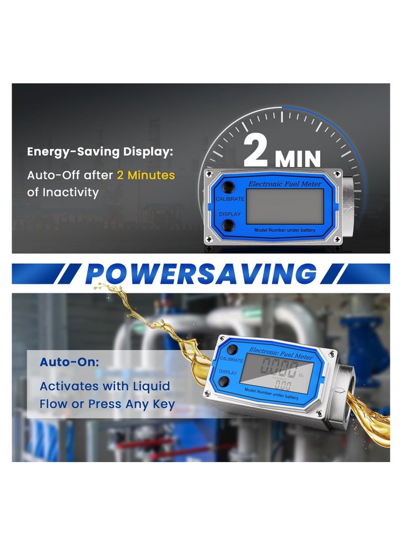 SYOSI - 1-Inch Waterproof GPI Digital Flow Meter - Engineered with Aluminum Alloy - Fuel Meter with Auto On & Off Function - Turbine Flow Meter & Digital Gas Meter for Industrial Use - Image 1