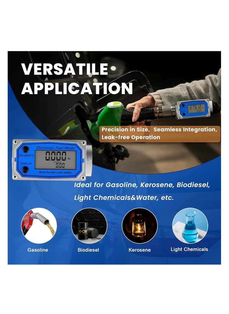 SYOSI - 1-Inch Waterproof GPI Digital Flow Meter - Engineered with Aluminum Alloy - Fuel Meter with Auto On & Off Function - Turbine Flow Meter & Digital Gas Meter for Industrial Use - Image 1