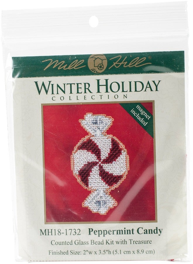 Mill Hill Peppermint Candy Beaded Counted Cross Stitch Christmas Ornament Kit Mill Hill 2017 Winter Holiday MH181732 - Image 1