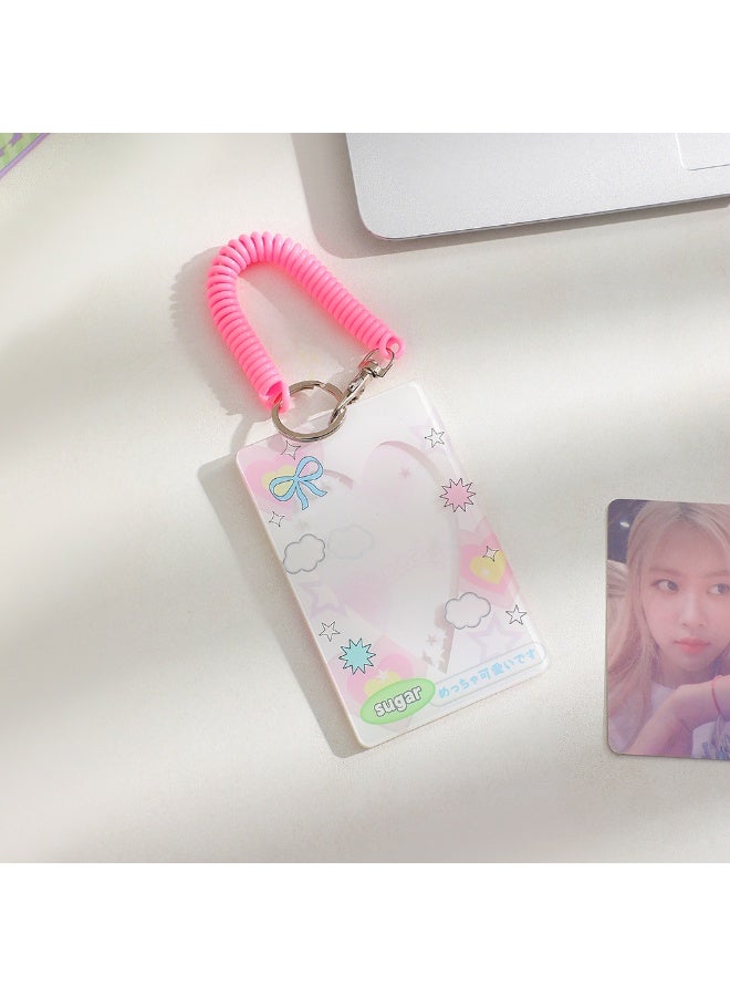 NIBEMINENT 2 - Piece Kpop Photo Card Holder Pendant Key Chain ID Badge Holder ID Card Holder Photo Card Protector for School ID Office ID Access Card for Women Girls - Image 1