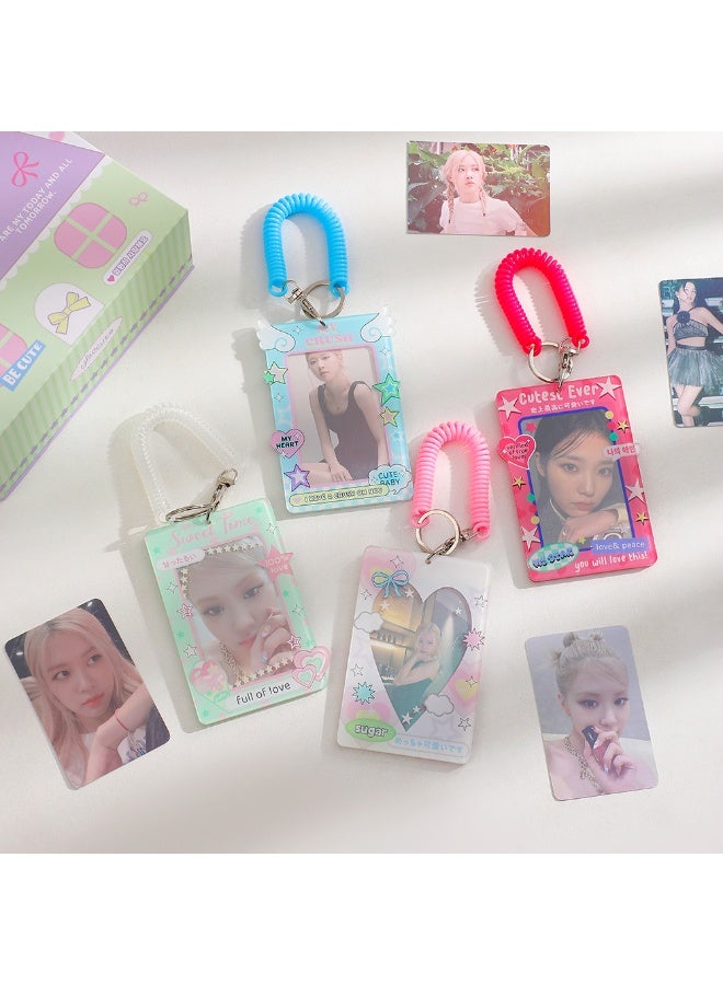 NIBEMINENT 2 - Piece Kpop Photo Card Holder Pendant Key Chain ID Badge Holder ID Card Holder Photo Card Protector for School ID Office ID Access Card for Women Girls - Image 2