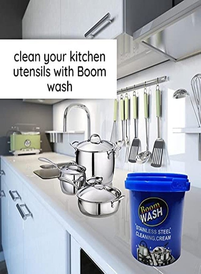 BELISMA GLOWSTAR Cream Boom Wash Stainless Steel Oven Cookware Cleaner for Removing Tough Stains Rust or Scale, Utensil cleaner for Burnt Marks Cleaner Paste for Pots Pans, Magic Cleaner & Polish (450 gm) (1) - Image 3