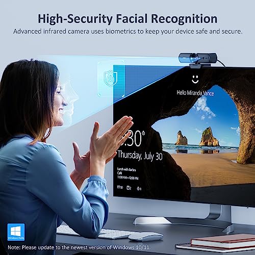 NexiGo HelloCam 1080P Webcam with Windows Hello True Privacy Automatic Electronic Shutter Computer Camera Microphone Facial Enhancement HD USB Web Cam - Image 3