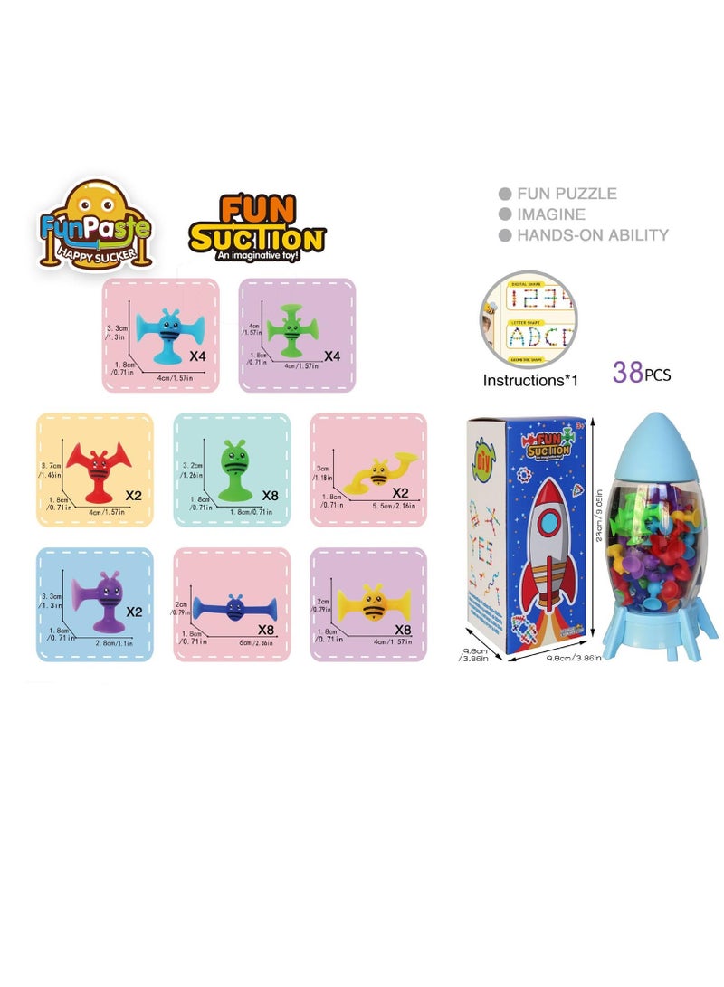 Zikra 38 قطعة ألعاب أكواب شفط ألعاب استحمام للأطفال من عمر 3 سنوات فما فوق ، ألعاب عائلية للأطفال الصغار ، ألعاب تعليمية حسية في فصل مونتيسوري للأطفال ، XP-002 - Image 3