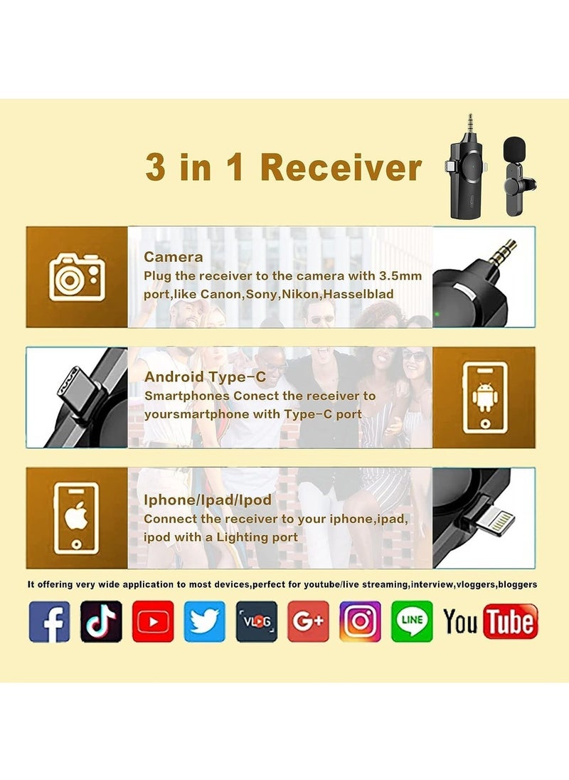 JAJEEK "Wireless Lavalier Microphone – 3-in-1 Plug-and-Play Lapel Mic for iPhone, iPad, Android & Camera" - Image 2