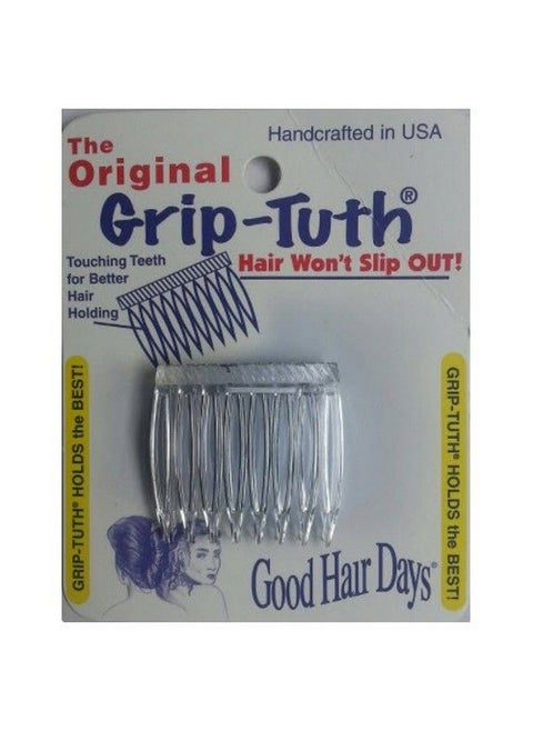 Grip Tuth Hair Combs 40072 Set Of 2 Clear 1 1/2" Wide Combs