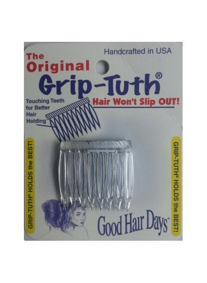 Good Hair Days Grip Tuth Hair Combs 40072 Set Of 2 Clear 1 1/2" Wide Combs  - Image 3