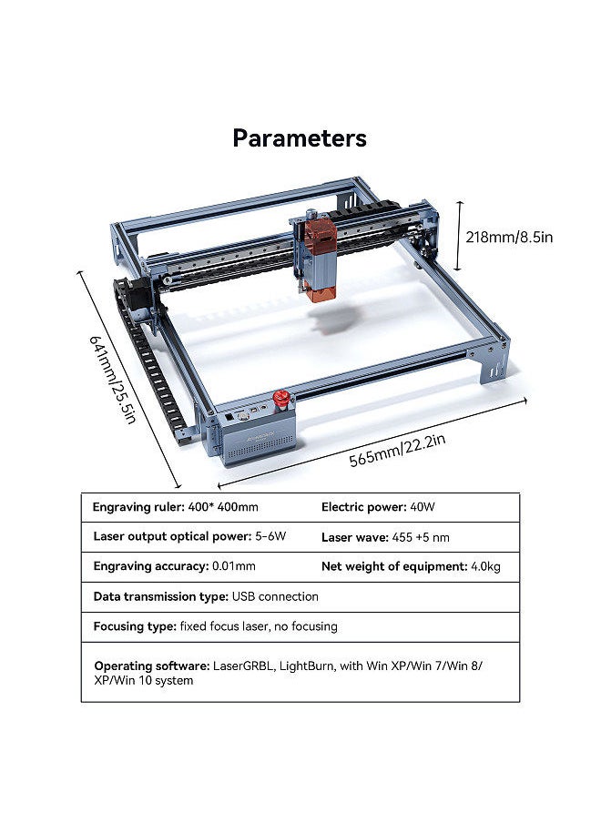 ATOMSTACK - Maker A5 V2 Laser Engraver High Speed Engraving Cutting Machine Fixed-Focus Ultra-thin 6W Laser with 400x400mm Engraving Area Eye Filter Protective Cover Quick Assembly Support APP Control - Image 1