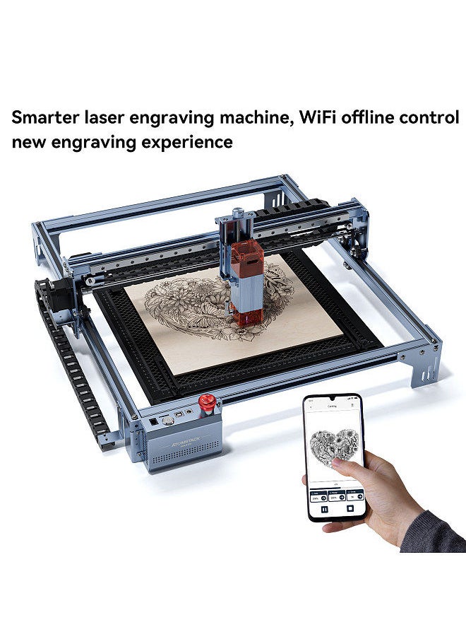 ATOMSTACK - Maker A5 V2 Laser Engraver High Speed Engraving Cutting Machine Fixed-Focus Ultra-thin 6W Laser with 400x400mm Engraving Area Eye Filter Protective Cover Quick Assembly Support APP Control - Image 1