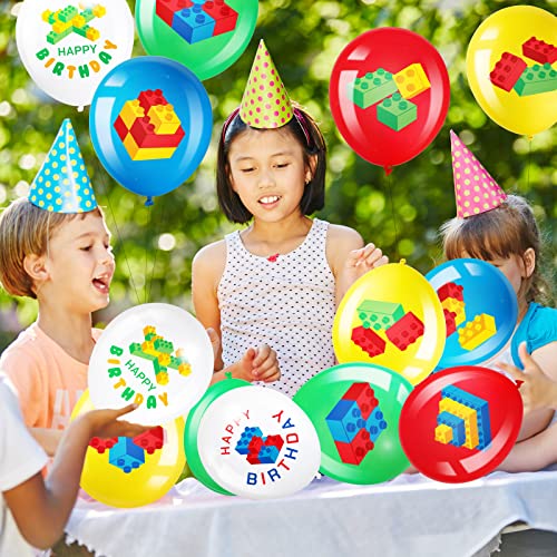 Harrycle 60 Pieces Building Blocks Birthday Party Balloons,brick Themed Latex Building Balloons Blocks Decorations for Kids Toddlers Birthday Party Supplies Decoration - Image 5