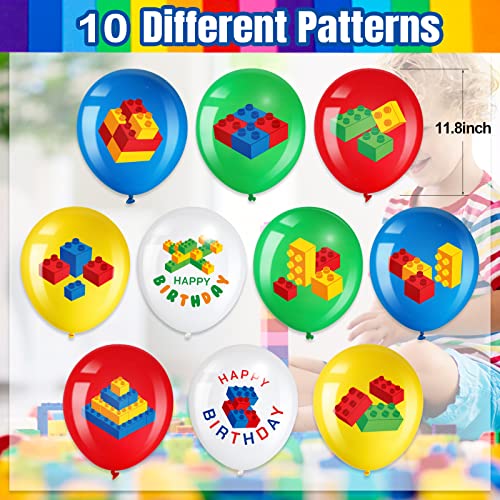 Harrycle 60 Pieces Building Blocks Birthday Party Balloons,brick Themed Latex Building Balloons Blocks Decorations for Kids Toddlers Birthday Party Supplies Decoration - Image 2