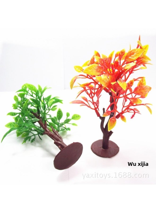 10cm High Artificial Fruit Leaf Tree Red And Green Leaves Plastic Trunk Micro Landscape Plant Landscaping Speed Buy Off-Color:Green  - Image 5