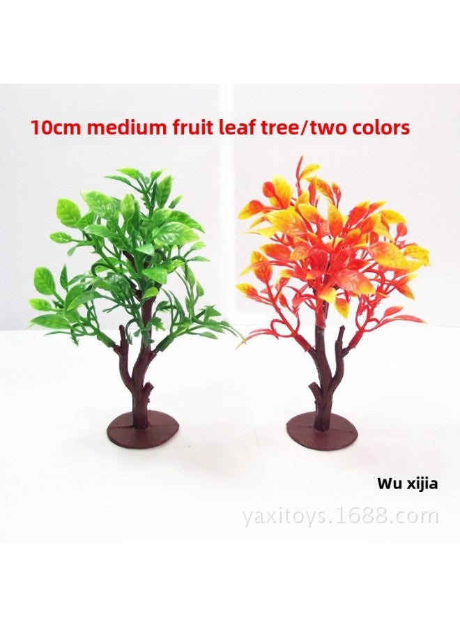 10cm High Artificial Fruit Leaf Tree Red And Green Leaves Plastic Trunk Micro Landscape Plant Landscaping Speed Buy Off-Color:Green  - Image 2