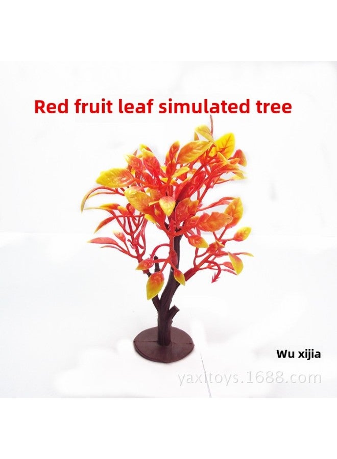 10cm High Artificial Fruit Leaf Tree Red And Green Leaves Plastic Trunk Micro Landscape Plant Landscaping Speed Buy Off-Color:Green  - Image 3