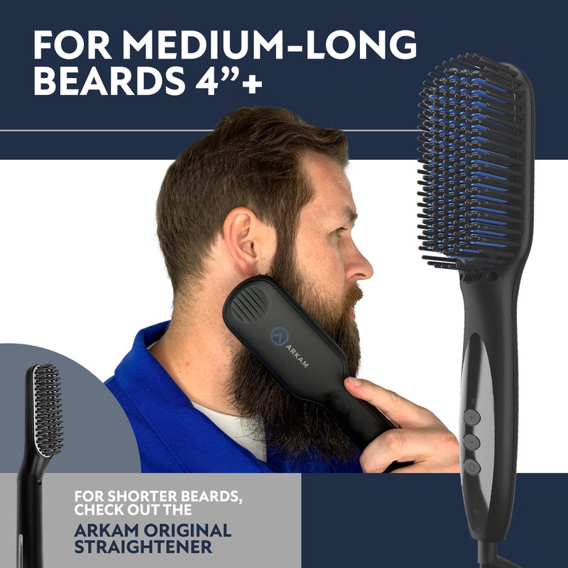Arkam Beard Straightener for Men -Premium Heated Beard Brush Kit w/Anti-Scald Feature, Dual Action Hair Comb and Hard Shell Travel Case for Medium to Long Beards - Costume and Grooming Gifts for Men - Image 4