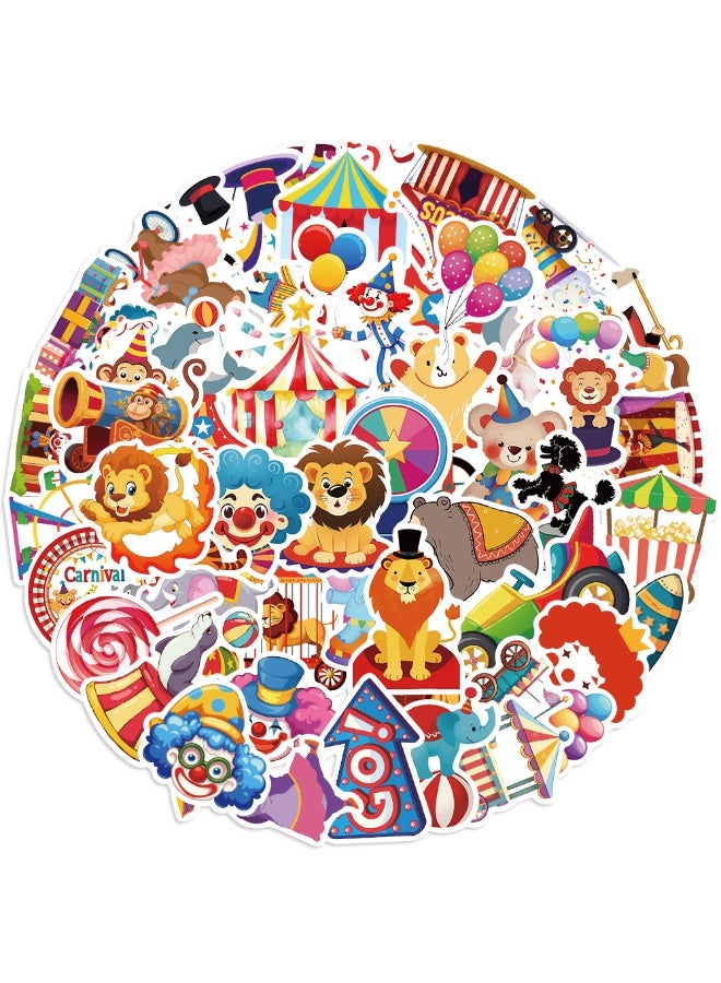 NIBEMINENT 50 Pcs Carnival Circus Deco Kit Waterproof Stickers, High Definition Printing Bright Colors, Suitable for Laptop Skateboard Luggage Water Bottle Guitar DIY - Image 2