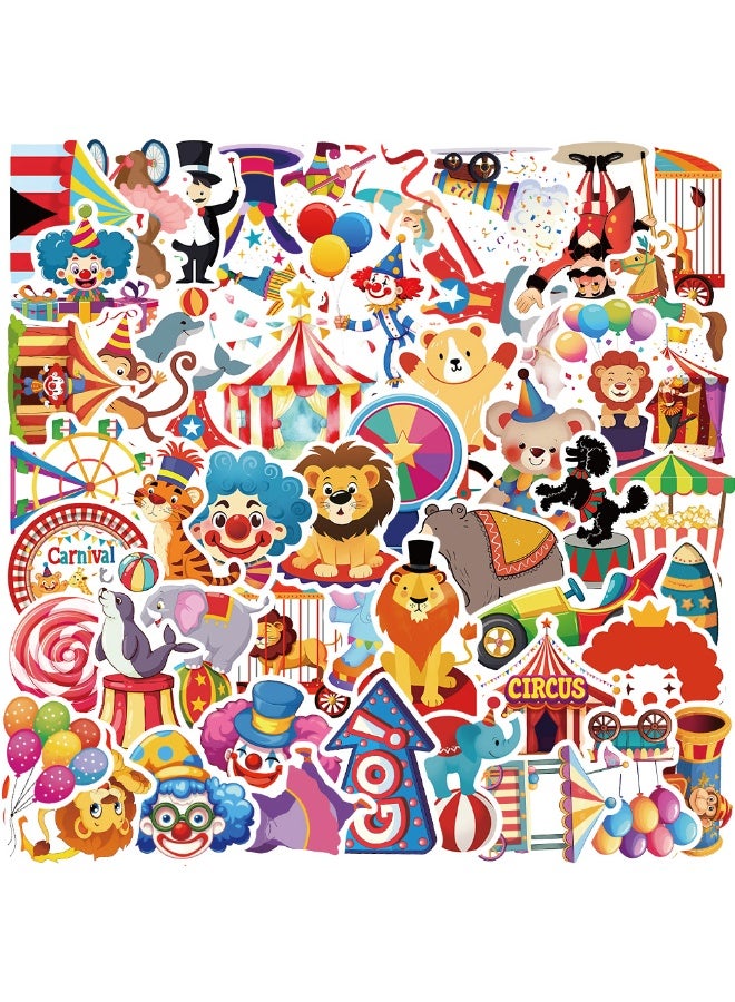 NIBEMINENT 50 Pcs Carnival Circus Deco Kit Waterproof Stickers, High Definition Printing Bright Colors, Suitable for Laptop Skateboard Luggage Water Bottle Guitar DIY - Image 1